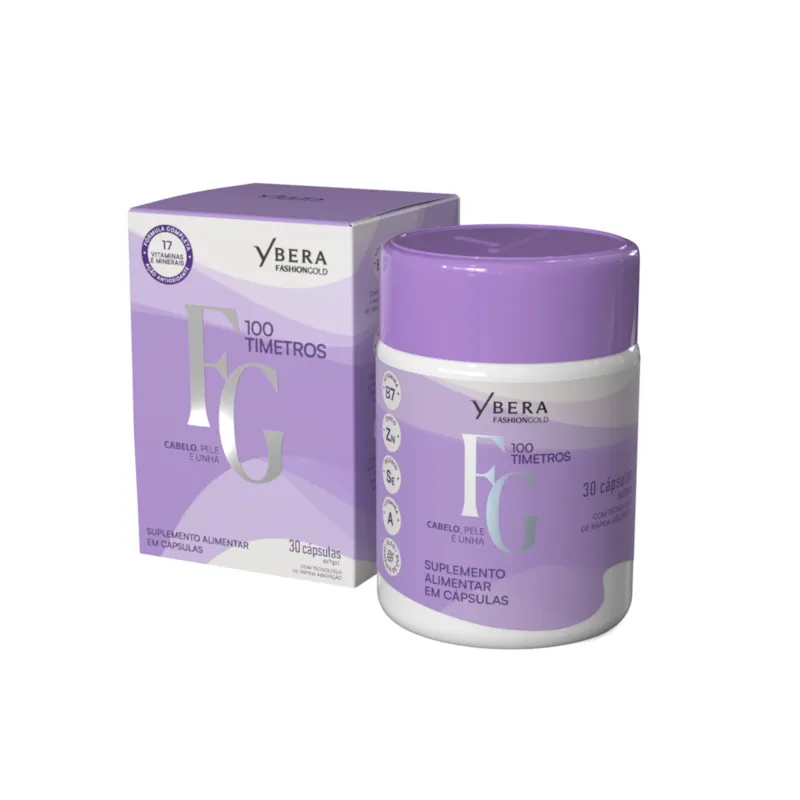 100Timetros 30 Cápsulas Softgel – Cabelo, pele e unhas – Ybera Fashion Gold