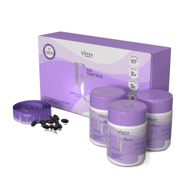 90 Cápsulas 100Tímetros Softgel Cabelo, Pele e Unhas | Ybera Fashion Gold