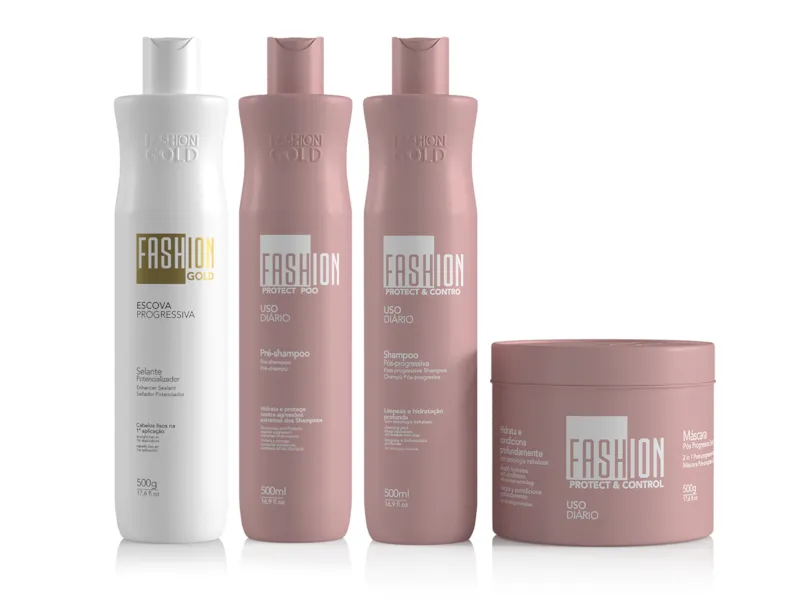 Combo Escova Progressiva Fashion Gold 500g + Protect Poo 500g