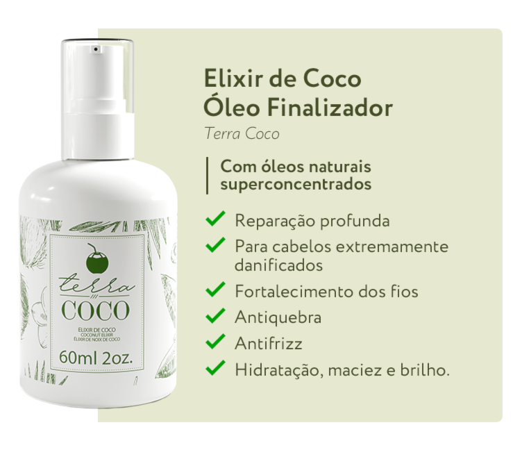 Combo Shampoo 300ml + Máscara Polpa de Coco Verde 200g + Elixir de