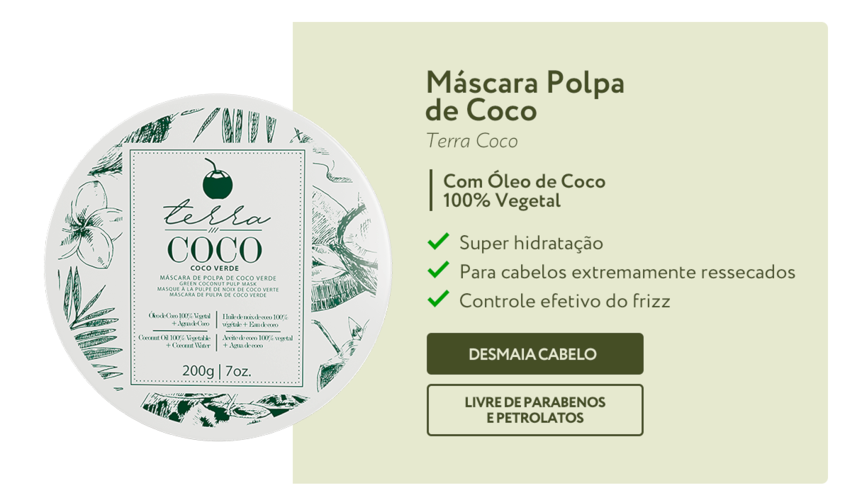 Combo Shampoo 300ml + Máscara Polpa de Coco Verde 200g + Elixir de