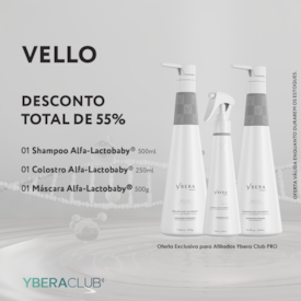 Combo Shampoo Vello 500ml+ Máscara Vello 500ml + Colostro Vello 250ml - Ybera Paris