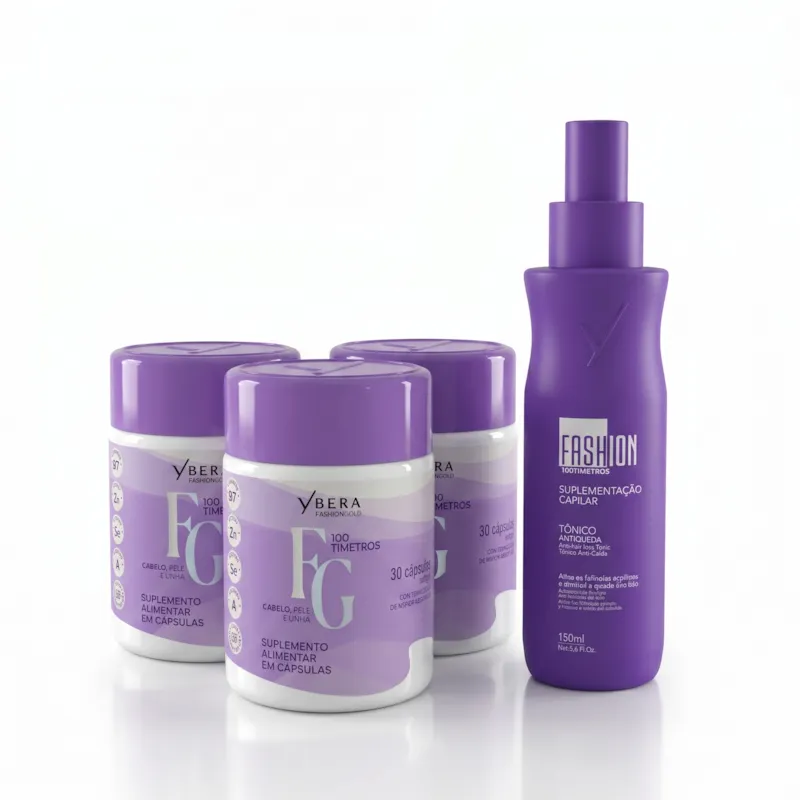 Kit 100Timetros 90 Cápsulas Softgel + Tônico Antiqueda 150ml – Ybera Fashion Gold