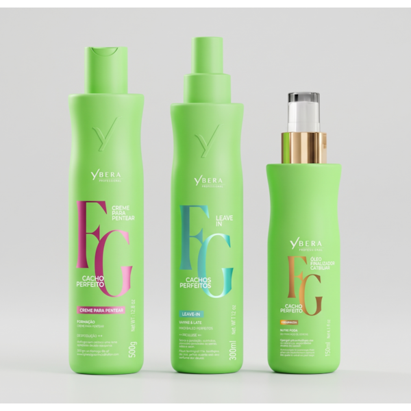 Kit Cacho Perfeito Creme de Pentear 500g + Leave-in 300ml + Óleo Reparador 150ml - Ybera Fashion Gold