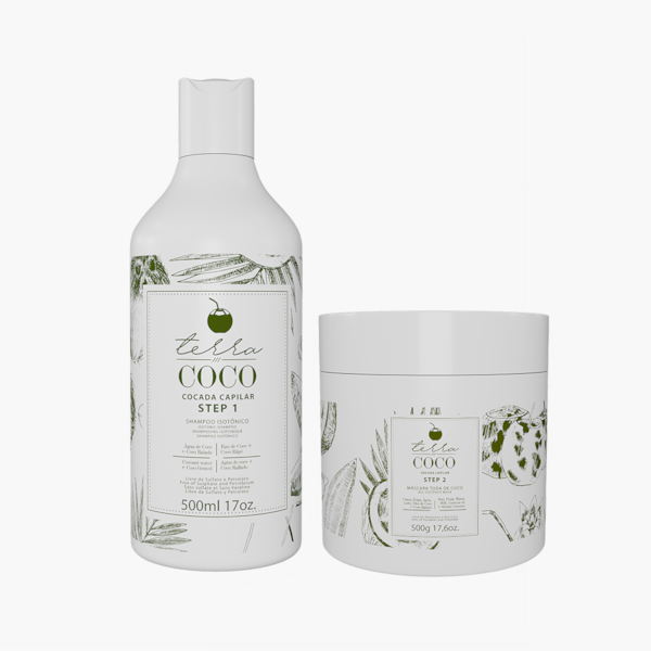 Kit Cocada Capilar - Shampoo Isotônico 500ml + Máscara Toda de Coco 500g | Ybera Terra Coco