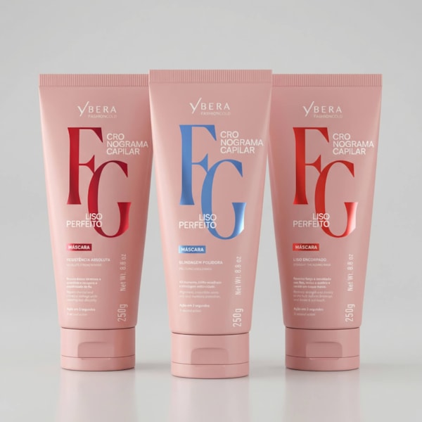 Kit Liso Perfeito - Máscara Resistência Absoluta 250g + Máscara Liso Encorpado 250g + Máscara Blindagem Polidora 250g | Ybera Fashion Gold