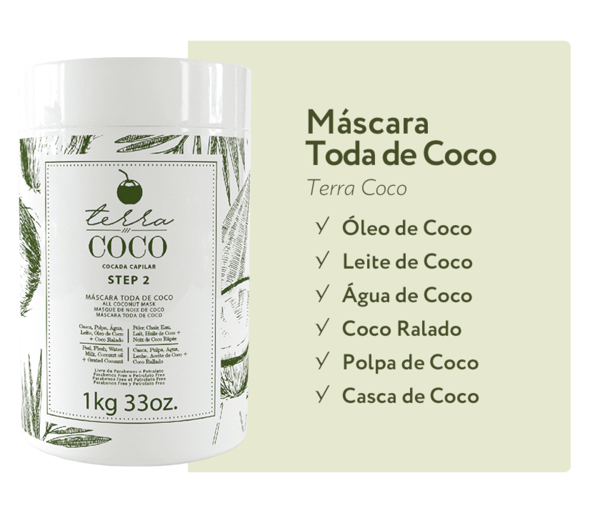 Combo Shampoo Isotônico 1L e Máscara Toda de Coco 1kg + Elixir de